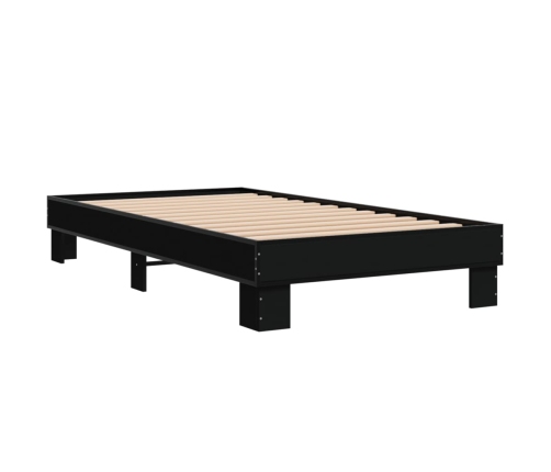Estructura de cama madera de ingeniería y metal negro 90x200 cm