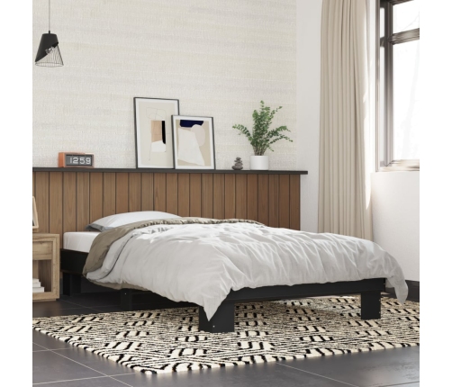 Estructura de cama madera de ingeniería y metal negro 90x200 cm