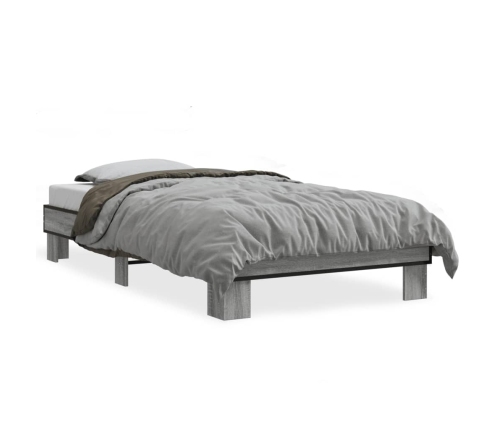 Estructura cama madera ingeniería metal gris Sonoma 90x200 cm