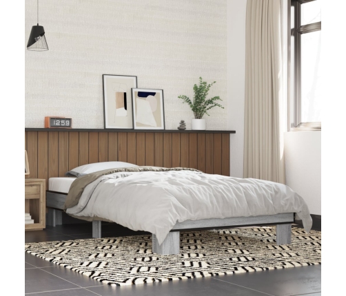 Estructura cama madera ingeniería metal gris Sonoma 90x200 cm