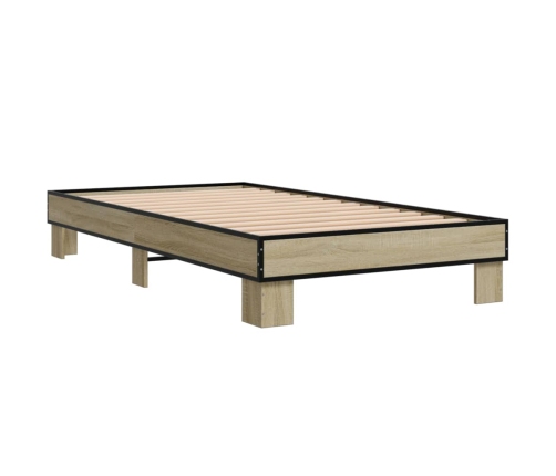 Estructura cama madera ingeniería metal roble Sonoma 75x190 cm