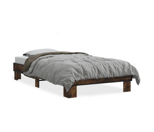 Estructura cama madera ingeniería metal roble humo 75x190 cm