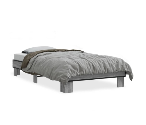 Estructura cama madera ingeniería metal gris Sonoma 75x190 cm