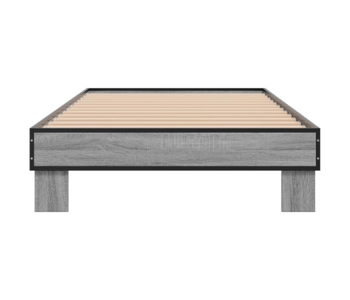 Estructura cama madera ingeniería metal gris Sonoma 75x190 cm