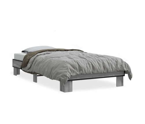 vidaXL Estructura cama madera ingeniería metal gris Sonoma 90x190 cm