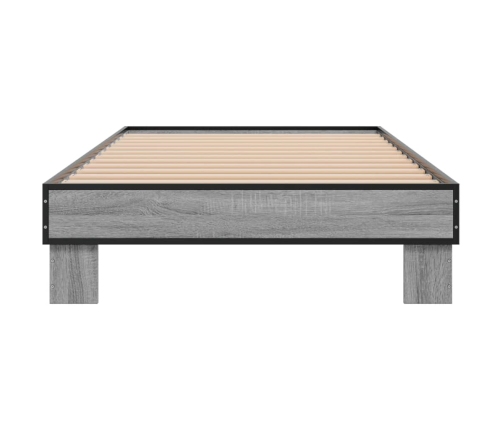 vidaXL Estructura cama madera ingeniería metal gris Sonoma 90x190 cm