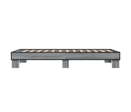 vidaXL Estructura cama madera ingeniería metal gris Sonoma 90x190 cm