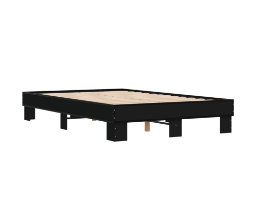 Estructura de cama madera de ingeniería y metal negro 120x190cm