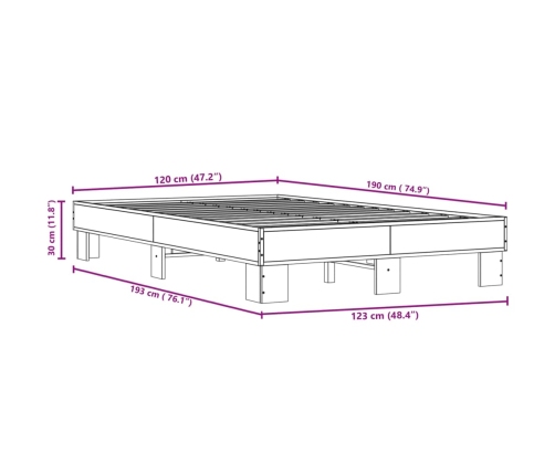 Estructura de cama madera de ingeniería y metal negro 120x190cm