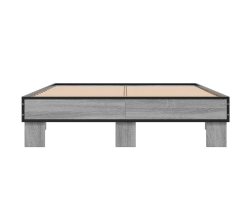 Estructura cama madera ingeniería metal gris Sonoma 120x190 cm