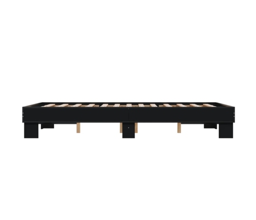 Estructura de cama madera de ingeniería y metal negro 140x190cm