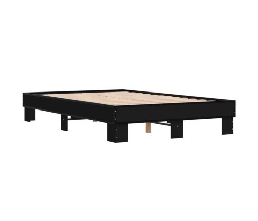 Estructura de cama madera de ingeniería y metal negro 140x190cm