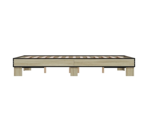 Estructura cama madera ingeniería metal roble Sonoma 140x190 cm