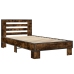Estructura cama madera ingeniería metal roble ahumado 90x190 cm
