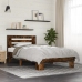 Estructura cama madera ingeniería metal roble ahumado 90x190 cm