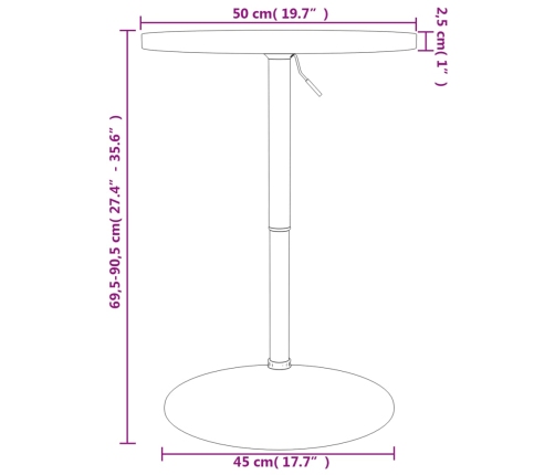 Mesa alta de madera maciza de haya Ø50x90,5 cm