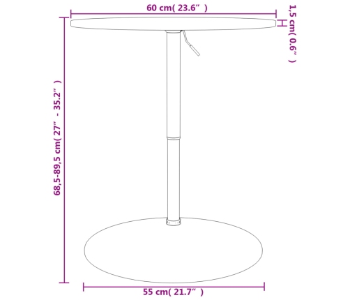 Mesa alta de madera maciza roble Ø60x89,5 cm