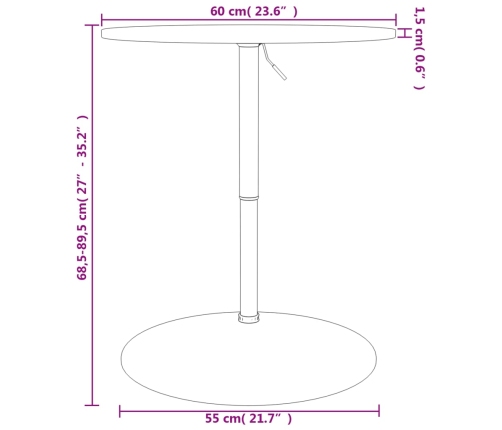 Mesa alta de madera maciza roble marrón oscuro Ø60x89,5 cm