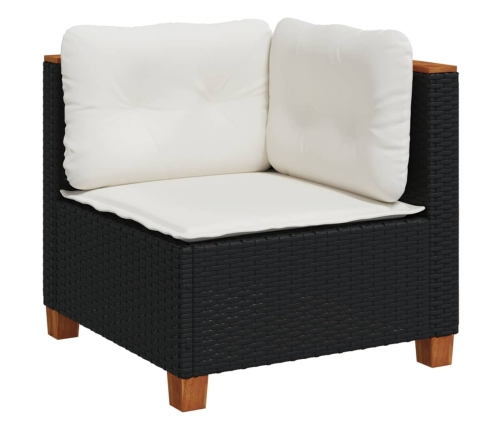 Set de muebles de jardín 5 pzas y cojines ratán sintético negro