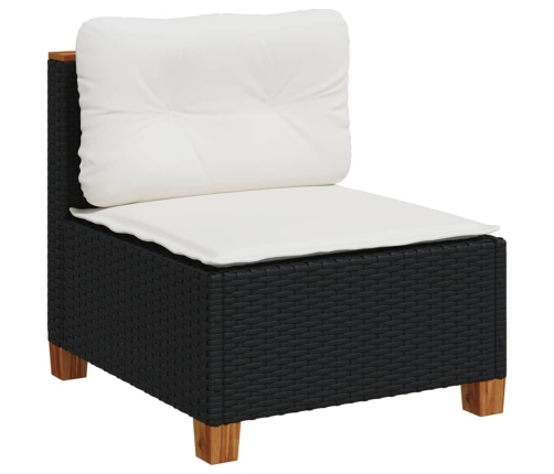Set de muebles de jardín 5 pzas y cojines ratán sintético negro