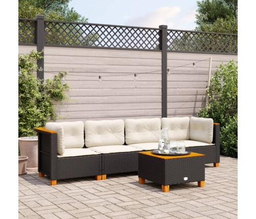 Set de muebles de jardín 5 pzas y cojines ratán sintético negro