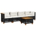 Set de muebles de jardín 5 pzas y cojines ratán sintético negro