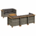 Set de muebles de jardín 6 pzas y cojines ratán sintético gris