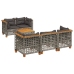 Set de muebles de jardín 6 pzas y cojines ratán sintético gris