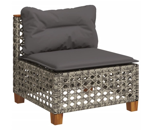 Set de muebles de jardín 6 pzas y cojines ratán sintético gris