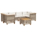 Set sofás de jardín 7 piezas y cojines ratán sintético beige