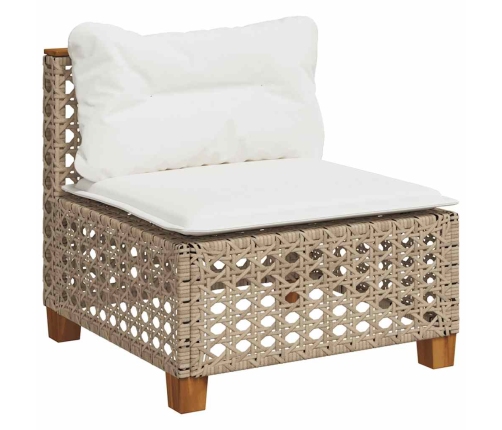 Set sofás de jardín 7 piezas y cojines ratán sintético beige