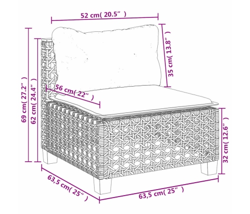 Set sofás de jardín 7 piezas y cojines ratán sintético beige
