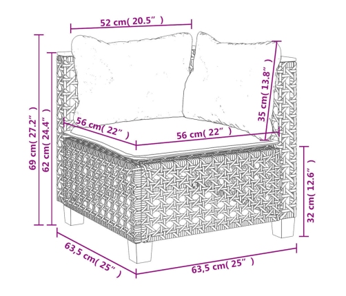 Set sofás de jardín 7 piezas y cojines ratán sintético beige