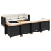 Set de sofás de jardín y cojines 8 piezas ratán sintético negro