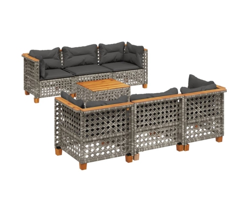 Set de sofás de jardín y cojines 8 piezas ratán sintético gris