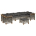 Set de sofás de jardín y cojines 8 piezas ratán sintético gris