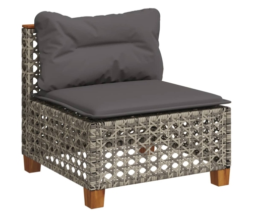 Set de sofás de jardín y cojines 8 piezas ratán sintético gris