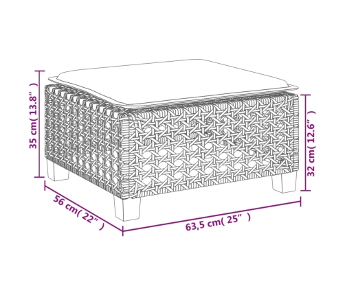 Set de sofás de jardín y cojines 8 piezas ratán sintético gris