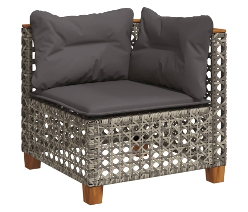 Set de sofás de jardín y cojines 8 piezas ratán sintético gris