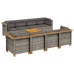 Set de muebles de jardín 9 pzas y cojines ratán sintético gris