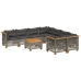 Set de muebles de jardín 9 pzas y cojines ratán sintético gris