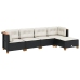 Set de muebles de jardín 5 pzas y cojines ratán sintético negro