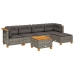 Set de muebles de jardín 6 pzas y cojines ratán sintético gris