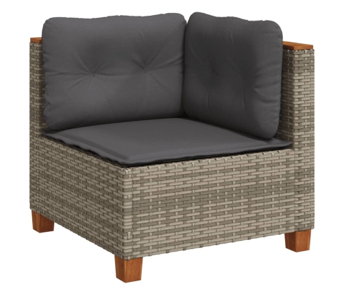 Set de muebles de jardín 6 pzas y cojines ratán sintético gris