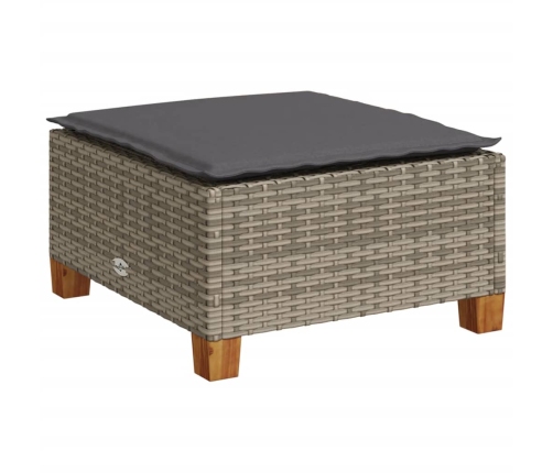 Set de muebles de jardín 6 pzas y cojines ratán sintético gris
