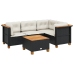 Set de muebles de jardín 5 pzas y cojines ratán sintético negro
