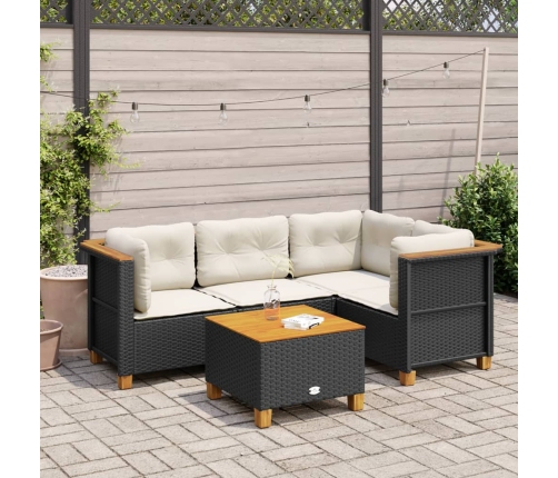 Set de muebles de jardín 5 pzas y cojines ratán sintético negro