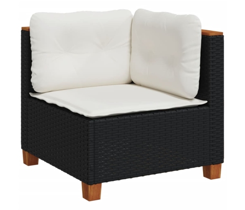 Set de muebles de jardín 5 pzas y cojines ratán sintético negro