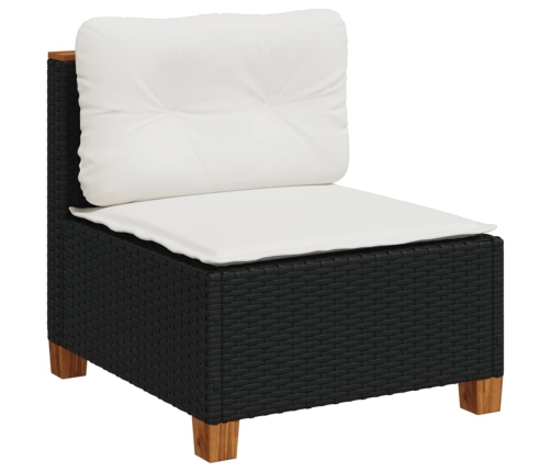 Set de muebles de jardín 5 pzas y cojines ratán sintético negro