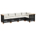 Set de muebles de jardín 5 pzas y cojines ratán sintético negro